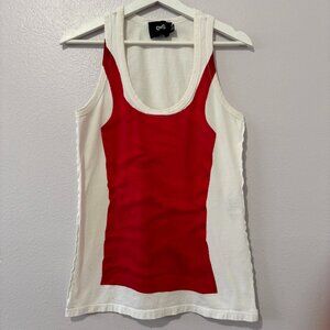 D&G Dolce & Gabbana Red White Colorblock Tank Top Y2K Size M